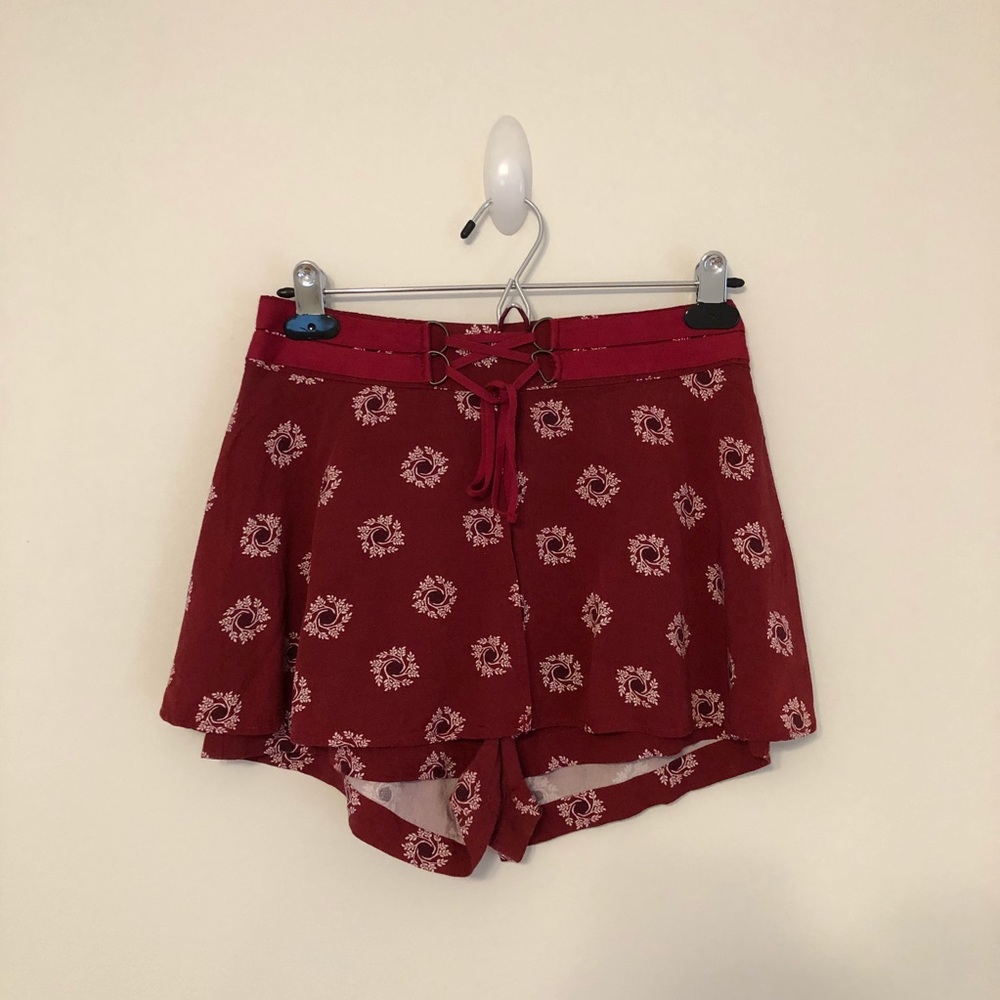 Red Printed Free People Skort